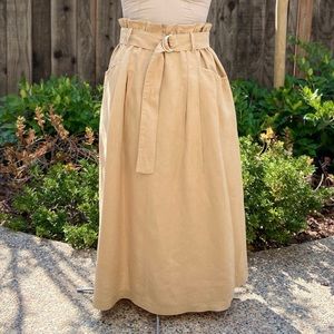 Zara Linen Paperbag Midi Skirt